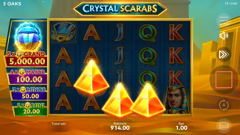 FREE SPINS triggered at spin 406 - 9 free spins awarded, total win 23.00 (23x the bet) - scarab symbols active on reels 2, 3, 4